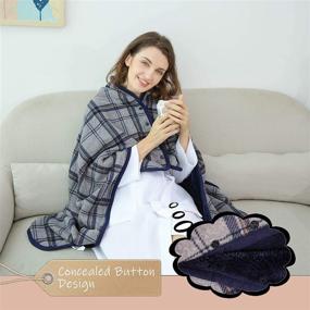 img 3 attached to 👚 XING YE CHUAN Fleece Wearable Blanket with Buttons: Comfy Poncho Throw for Women - Lightweight Microfiber Plaid Design (Grey)