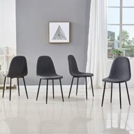 🪑 ids home kitchen dining room chair set of 4/6, mid century modern accent armless side fabric chair, grey upholstered cover with metal legs logo