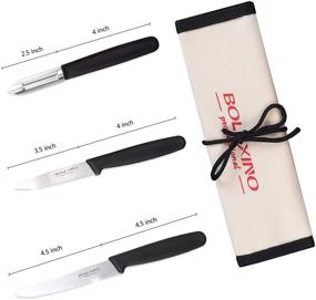 img 3 attached to 🔪 BOLEXINO 3 Piece Paring Knife Set with Knife Roll Bag - Meal Prep Kitchen Knife Set, Stainless Steel Paring Knives, Peeling Knives Set with Steel Peeler - Ideal Gift for Men