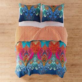 img 2 attached to 🛏️ Levtex Home - King Quilt Set - Mackenzie (106x92in.) + Two Pillow Shams (26x20in.) - Bohemian Style - Teal, Orange, Yellow, Green, Blue - Reversible - Made of Cotton Fabric