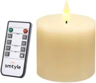 🕯️ smtyle flameless candle - battery operated 3x3 inch real wax pillar led candle with remote control, timing feature, ivory логотип