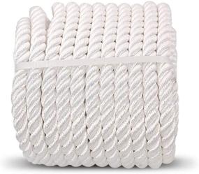 img 3 attached to 🔵 Aoneky 1/2 5/8 3/4 7/8 inch White Nylon Twisted Rope - Pull Rope Cord (1/2 inch x 50 ft)