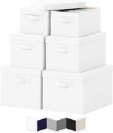neaterize pack of 6 storage bins with lids - durable closet storage baskets set - portable toy box baskets for organizing - 2 small, 2 medium, and 2 large storage boxes with lid in white logo