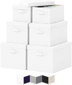 img 4 attached to NEATERIZE Pack of 6 Storage Bins with Lids - Durable Closet Storage Baskets Set - Portable Toy Box Baskets for Organizing - 2 Small, 2 Medium, and 2 Large Storage Boxes with Lid in White