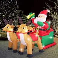 🎅 8ft christmas inflatable santa claus on sleigh with two reindeer, gift box yard decorations - led lights blow up inflatables for xmas indoor outdoor home garden prop lawn - fashionlite logo