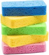 temede large cellulose sponges - multi-purpose kitchen & bathroom scrub sponges, 1.4" thick, heavy duty non-scratch dish scrubber sponge - household, cookware, bathroom - set of 5 logo