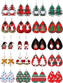 img 4 attached to 🎄 Christmas Earrings for Women: Buffalo Plaid, Christmas Tree, Xmas Drop Earrings - Set of 20 | Festive Jewelry for Women & Girls