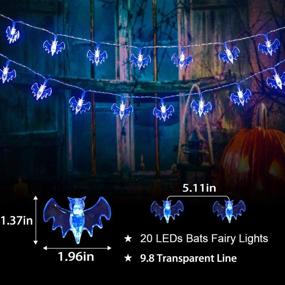 img 3 attached to 🦇 9.8ft Battery Operated Waterproof Halloween Bats String Lights with 20 LED, 8 Modes Indoor & Outdoor Decoration for Halloween Party, Holiday, and Christmas - Blue