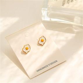 img 1 attached to 🍳 Charm Your Style with ONLYJUMP Fried Egg Stud Earrings: Chic, Funny, and Lovely Gold Plated Enamel Jewelry for Women and Girls