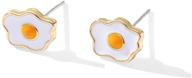 🍳 charm your style with onlyjump fried egg stud earrings: chic, funny, and lovely gold plated enamel jewelry for women and girls logo