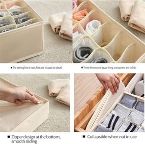 img 2 attached to Bestunihom Underwear Organizer Storage Box - 7 Cell Oxford Closet Drawer Dividers in Beige (Model NYSN01-BG7C)