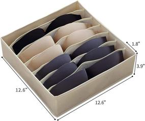 img 3 attached to Bestunihom Underwear Organizer Storage Box - 7 Cell Oxford Closet Drawer Dividers in Beige (Model NYSN01-BG7C)