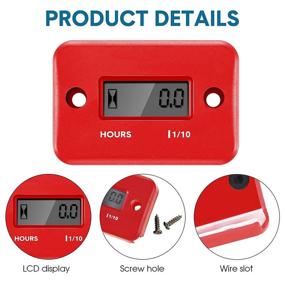 img 1 attached to 🔴 Efficient 4-Piece Inductive Hour Meters: Digital Engine Tachometers for Motorcycle, Lawn Mower, Generator, Chainsaws – Auto Shutdown Feature (Red)