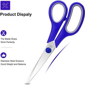 img 3 attached to 🔪 24 Packs of 8-inch Multipurpose Scissors – Ultra Sharp Blade Shears, Comfort-Grip Handles for Office, Home, School, Sewing, Fabric, and Craft Supplies – Suitable for Right and Left Handed Users