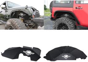 img 4 attached to 🚙 JROAD Aluminum Inner Fender Liners Kit Compatible with 2Pair Jeep Wrangler 07-18 JK JKU, Sports, Sahara, Rubicon 2/4-Door, Soldier LOGO Included