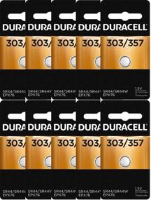 img 1 attached to 🔋 Долговечная мощность: 10 батарей Duracell 357/303 A76 PX76 SR44W/SW LR44 AG13 из серебряного оксида