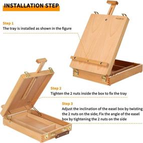 img 3 attached to 🎨 MEEDEN Large Studio Sketch Box Easel: Solid Beech Wood Universal Design, Adjustable Tabletop Sketchbox Easel with Storage Box for Plein Air Artists, Art Students, and Beginners