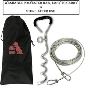 img 3 attached to 🐾 DogStuff Dog Tie Out Cable and Stake: 25-Feet Stainless Steel Leash for Yard Safety, Reflective Hook | 250 lbs Tensile Strength