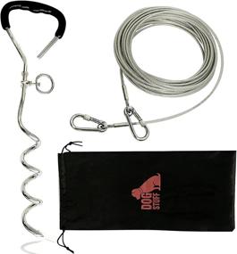 img 4 attached to 🐾 DogStuff Dog Tie Out Cable and Stake: 25-Feet Stainless Steel Leash for Yard Safety, Reflective Hook | 250 lbs Tensile Strength