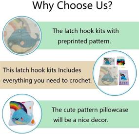 img 3 attached to 🧶 Latch Hook Kits: Fun and Easy Preprinted Pattern Pillow Making Crafts for Adults and Kids, 16x16 Inch Beginner Kit