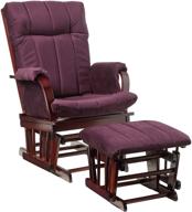 🪑✨ artiva usa home deluxe microfiber glider and ottoman set in cherry wood with royal purple upholstery logo