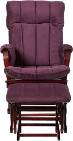 img 3 attached to 🪑✨ Artiva USA Home Deluxe Microfiber Glider and Ottoman Set in Cherry Wood with Royal Purple Upholstery