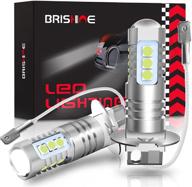 💡 ice blue brishine h3 led fog light bulbs - 2 pack | super bright 3030 chips | perfect for car fog lights & drl logo