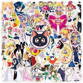 img 4 attached to 🌙 Sailor Moon Vinyl Decals Set - 50PCS Clear, Waterproof Stickers for Skateboard, Luggage, Helmet, Guitar