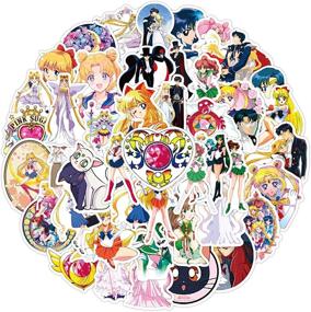 img 2 attached to 🌙 Sailor Moon Vinyl Decals Set - 50PCS Clear, Waterproof Stickers for Skateboard, Luggage, Helmet, Guitar
