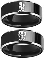 🔪 urban street style his and hers hatchet man jewelry - juggalo juggalette runner ring set for boys and girls, black band logo
