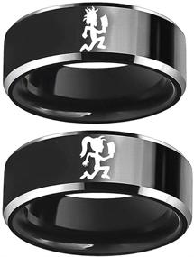 img 3 attached to 🔪 Urban Street Style His and Hers Hatchet Man Jewelry - Juggalo Juggalette Runner Ring Set for Boys and Girls, Black Band