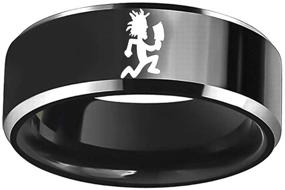img 2 attached to 🔪 Urban Street Style His and Hers Hatchet Man Jewelry - Juggalo Juggalette Runner Ring Set for Boys and Girls, Black Band