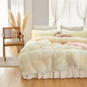 img 4 attached to 🛏️ Queen Size Faux Fur Comforter Set Cream White - 6 Piece Shaggy Comforter Set for Ultimate Luxury and Warmth - Bed in a Bag with Flannel Bed Skirt and Pillowcases