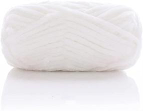 img 4 attached to Soft Chenille Yarn for Hand Knitting and Crochet - Super Bulky 6mm Gauge Polyester Blanket Yarn for DIY Crafts and Weaving (White, 1 Pack)