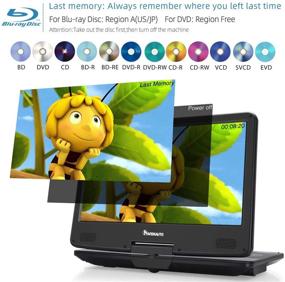 img 2 attached to 📺 Portable 14 Inch Blu-Ray DVD Player for Car with Full HD 1080P, HDMI Output/Input, Dolby Audio, 3-Hour Rechargeable Battery, AUX Cable, USB/SD Support