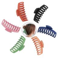 pack of 6 large hair claw clips - 4.3 inch non-slip hair clips for thick hair - women & girls - assorted colors logo