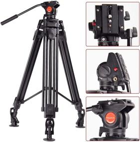 img 2 attached to Regetek 72 Inch Professional Video Tripod System: Heavy Duty Aluminum Stand with Fluid Drag Pan Head – Perfect for Canon Nikon DV DSLR Camcorder – Comes with Carry Bag