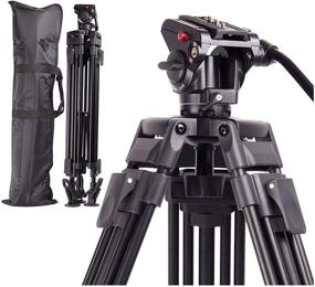 img 4 attached to Regetek 72 Inch Professional Video Tripod System: Heavy Duty Aluminum Stand with Fluid Drag Pan Head – Perfect for Canon Nikon DV DSLR Camcorder – Comes with Carry Bag