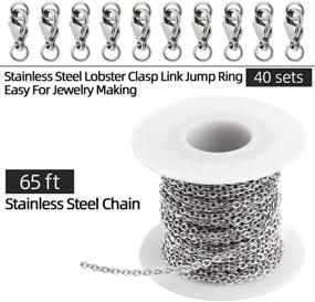 img 3 attached to 65 Feet Long Stainless Steel Chains for Jewelry Making with Lobster Clasps – Easy-to-Use Necklace Chain for Men and Women (2.0mm Wide)