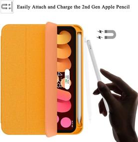 img 1 attached to 🍊 Soke iPad Mini 6 Case 2021 with Pencil Holder - [Full Body Protection + Apple Pencil 2nd Gen Charging + Auto Wake/Sleep], Soft TPU Back Cover for 2021 iPad Mini 6th Gen 8.3 inch (Citrus)