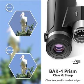 img 1 attached to 🔭 High-Performance Byakov 12x42 Binoculars for All Ages, Compact Hunting Binoculars with Enhanced Weak Light Vision, 18mm Large Eyepiece Binoculars for Bird Watching, Outdoor Sports and Concerts, Equipped with BAK4 FMC Lens