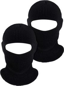 img 4 attached to 🎿 WILLBOND Knitted Ski Full Face Covering Adult Winter Balaclava - 2 Pack, Perfect for Outdoor Sports