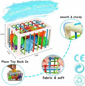 img 2 attached to HOOLYUK Baby Shape Sorting Toy: Colorful Shapes Sorter Bin with Elastic Bands for Sensory Development and Cognitive Skills, Suitable for Ages 12 Months and Up (12pcs)