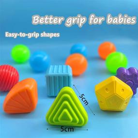 img 3 attached to HOOLYUK Baby Shape Sorting Toy: Colorful Shapes Sorter Bin with Elastic Bands for Sensory Development and Cognitive Skills, Suitable for Ages 12 Months and Up (12pcs)