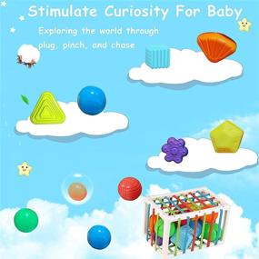 img 1 attached to HOOLYUK Baby Shape Sorting Toy: Colorful Shapes Sorter Bin with Elastic Bands for Sensory Development and Cognitive Skills, Suitable for Ages 12 Months and Up (12pcs)