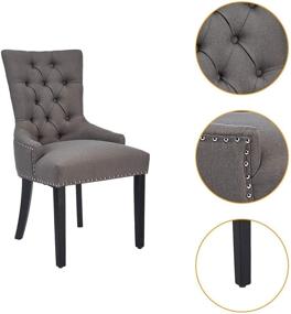 img 1 attached to 🪑 CangLong Dark Grey Button-Tufted Dining Side Chair: Modern Elegance for Dining Room and Bedroom