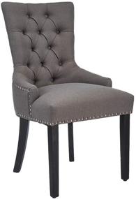 img 4 attached to 🪑 CangLong Dark Grey Button-Tufted Dining Side Chair: Modern Elegance for Dining Room and Bedroom