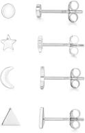 💎 sterling silver stud earrings set for women & teens: star, moon, ball, heart - clear cute studs earrings for girls logo