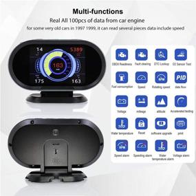 img 3 attached to 🚗 VJOYCAR V70 OBD2 Gauge HUD Heads Up Display for Cars - Car Computer OBD ii Scanner: Speed, Engine Coolant Temperature, Fuel Consumption, Digital Speedometer, Mileage, Overspeed, Voltage & Faulty Code Alarms