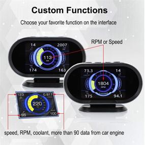 img 1 attached to 🚗 VJOYCAR V70 OBD2 Gauge HUD Heads Up Display for Cars - Car Computer OBD ii Scanner: Speed, Engine Coolant Temperature, Fuel Consumption, Digital Speedometer, Mileage, Overspeed, Voltage & Faulty Code Alarms